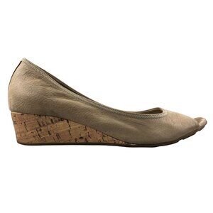 Cole Haan Women's Size 8B Air Taliot Brown Open Toe Cork Slip On Low Wedges FAIR